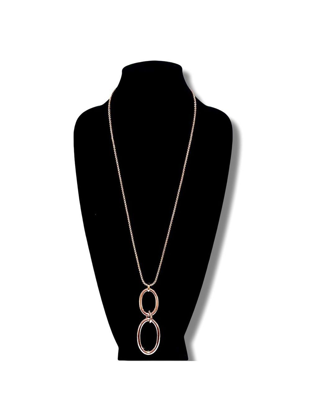 WHITE HOUSE BLACK MARKET Rose Gold Oval Link Pendant Necklace NWT